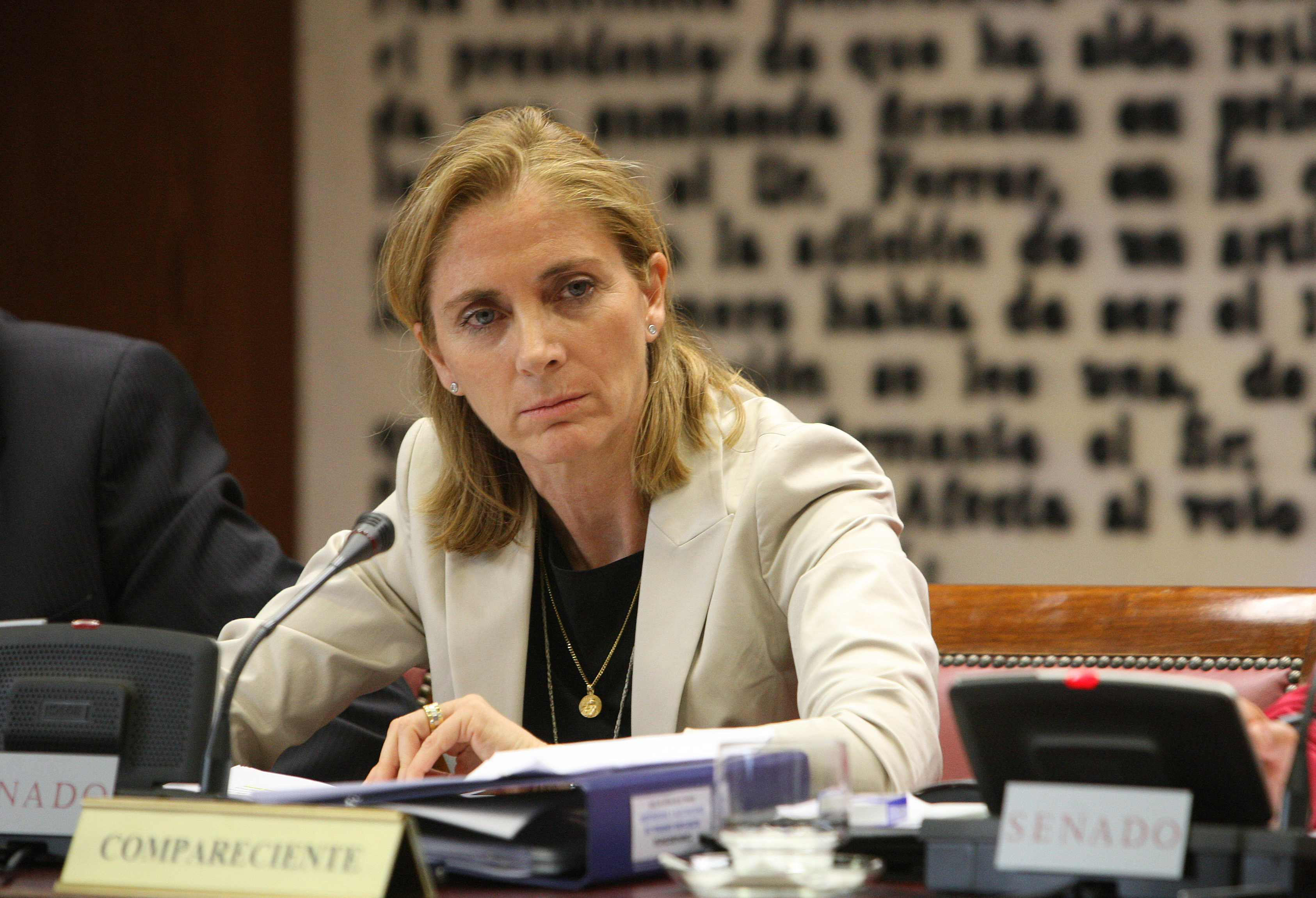Marina del Corral durante su intervención en el Senado